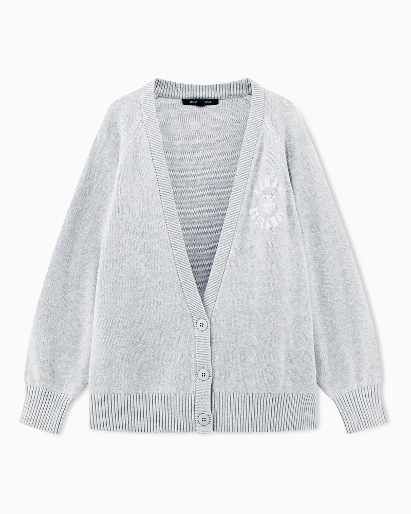 Armani Exchange Cardigan Crossover in cotone con scollo a v e logo Grigio
