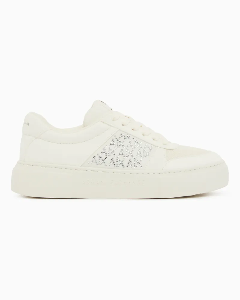 Armani Exchange Sneakers Strass All-Over Bianco