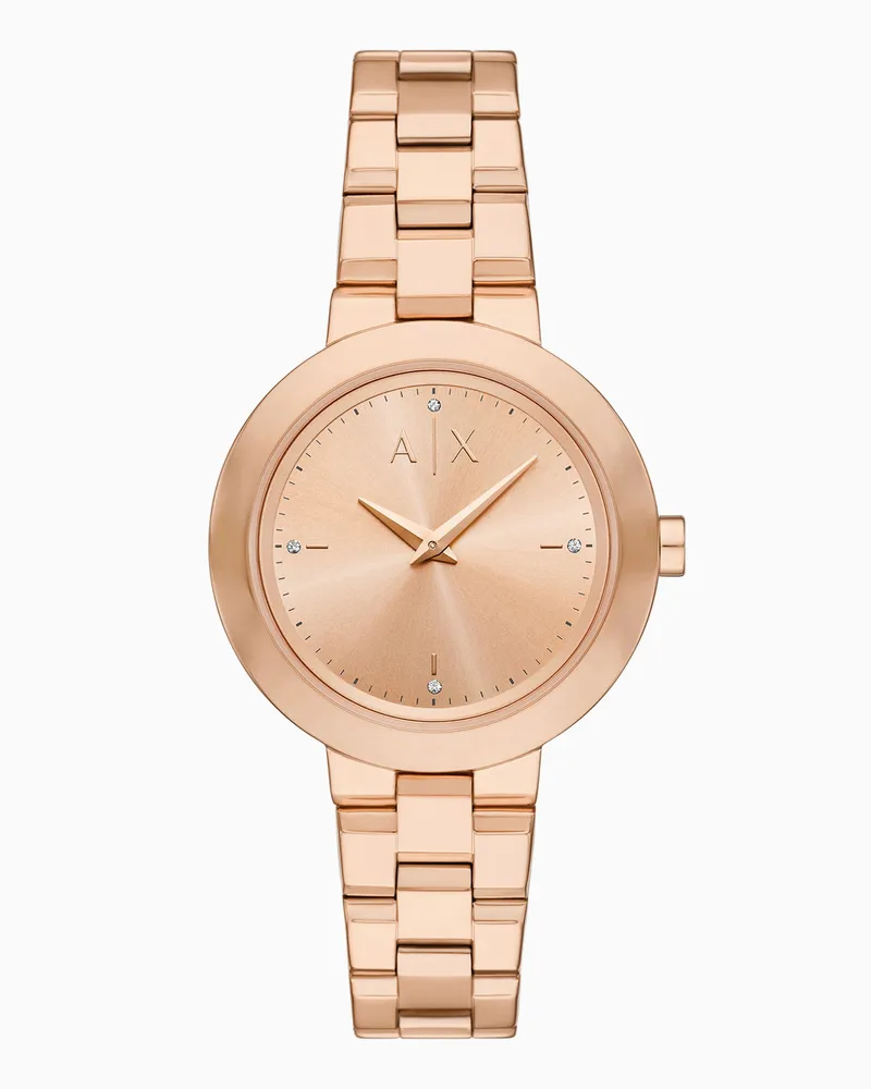 Armani Exchange Orologio a due lancette in acciaio inossidabile color oro rosa Multicolore