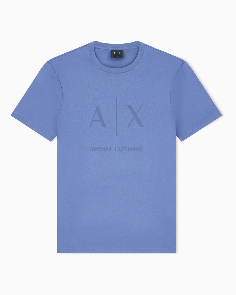 Armani Exchange T-shirt Crossover slim in jersey di cotone Azzurro