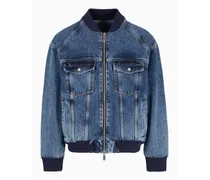 OFFICIAL STORE Giacca Bomber In Denim Non Stretch Effetto Used