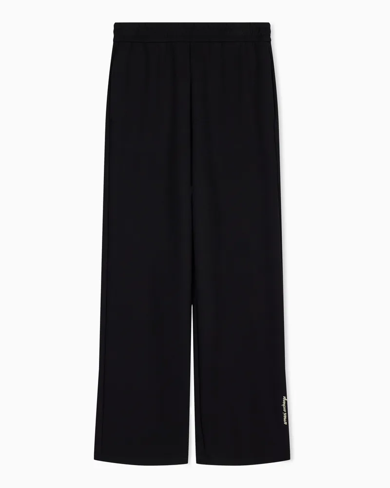 Armani Exchange Pantaloni regular in tessuto scuba stretch con vita elastica Nero