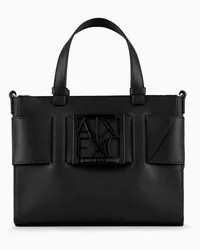 Armani Exchange OFFICIAL STORE Tote Bag Media Con Doppi Manici E Tracolla Nero