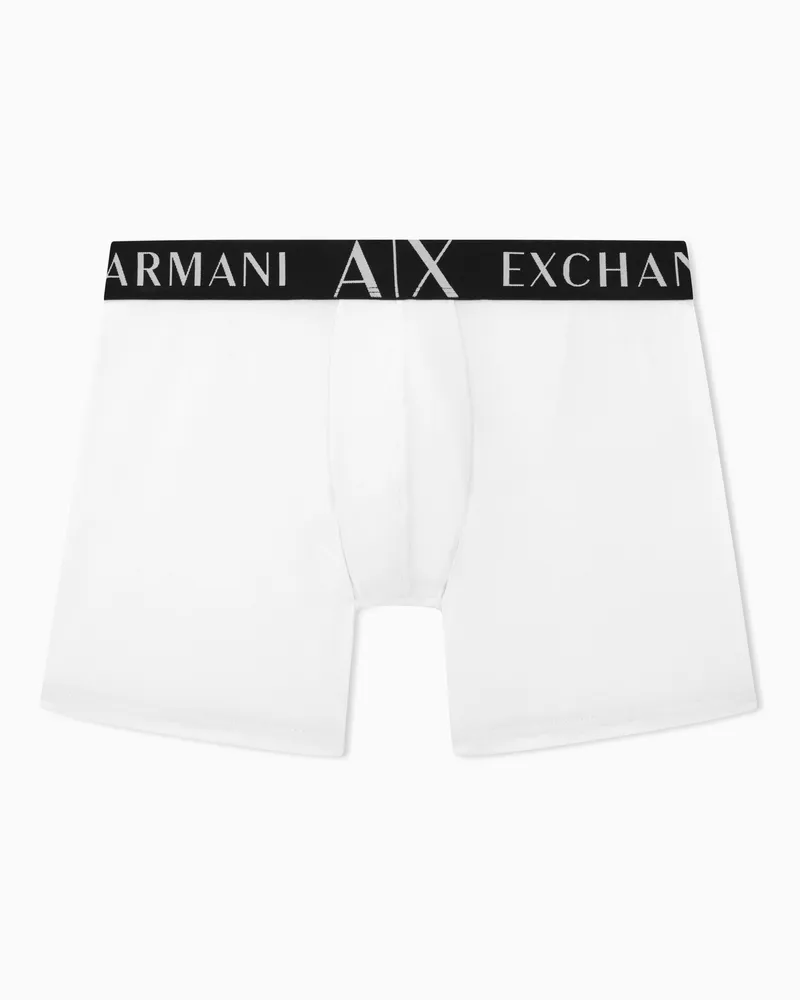 Armani Exchange Boxer aderenti in cotone stretch comfort Bianco