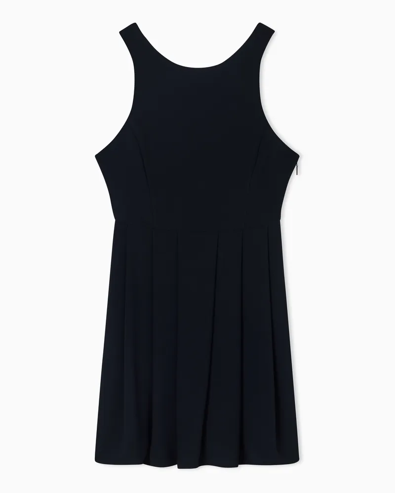 Armani Exchange Abito Corto Crepe Leggera con Drappeggio Asimmetrico Nero