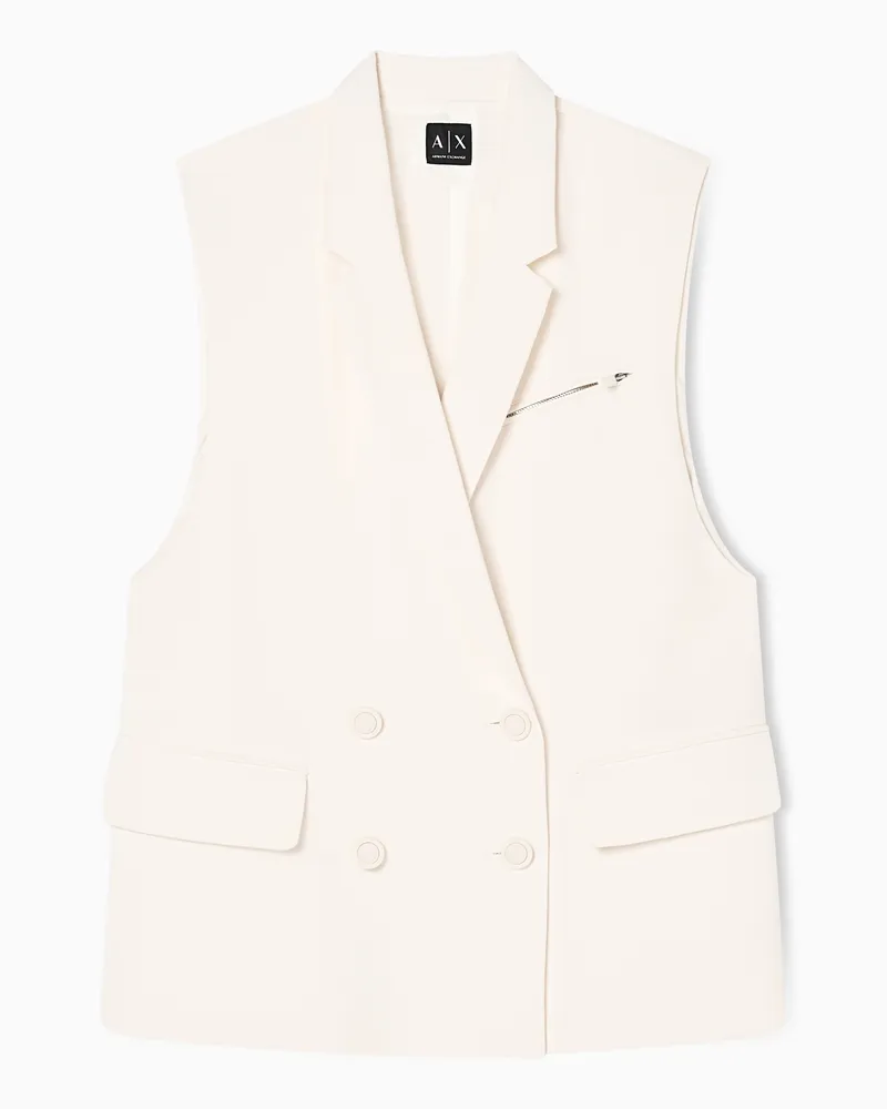 Armani Exchange Gilet Sartoriale Moderno in Twill Riciclato Bianco