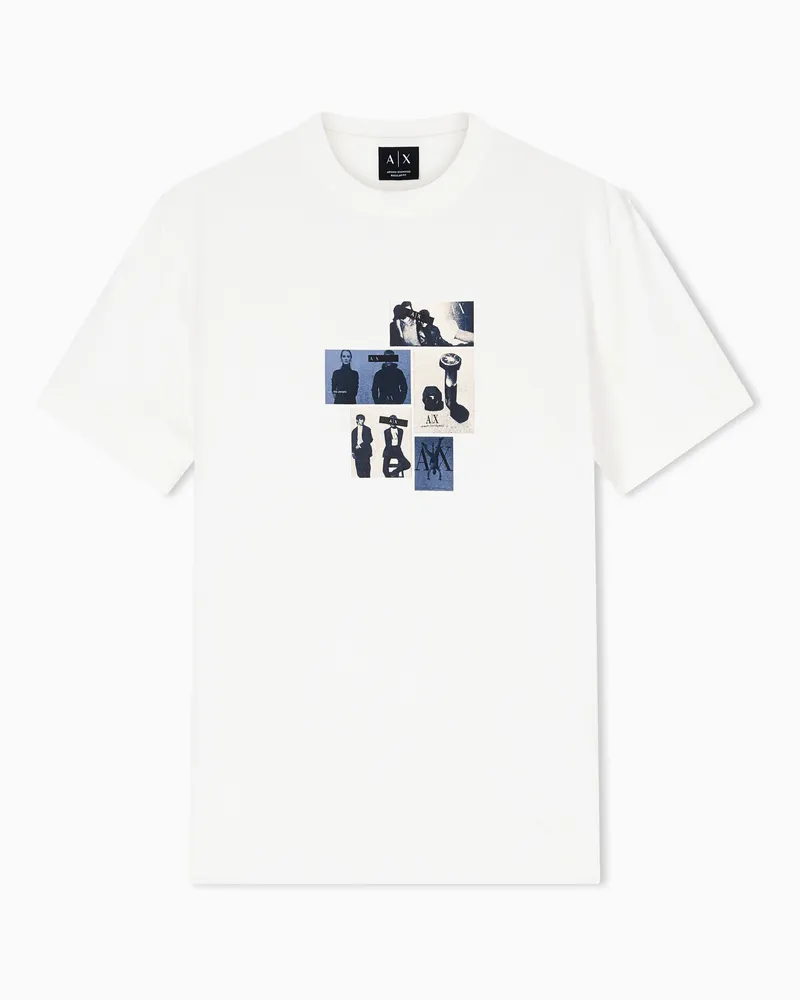 Armani Exchange T-Shirt Regular Fit in Jersey di Cotone Classico Bianco
