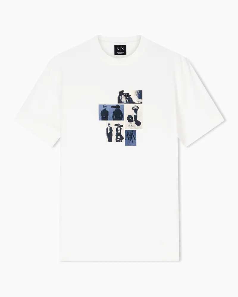 Armani Exchange T-Shirt Regular Fit in Jersey di Cotone Classico Bianco