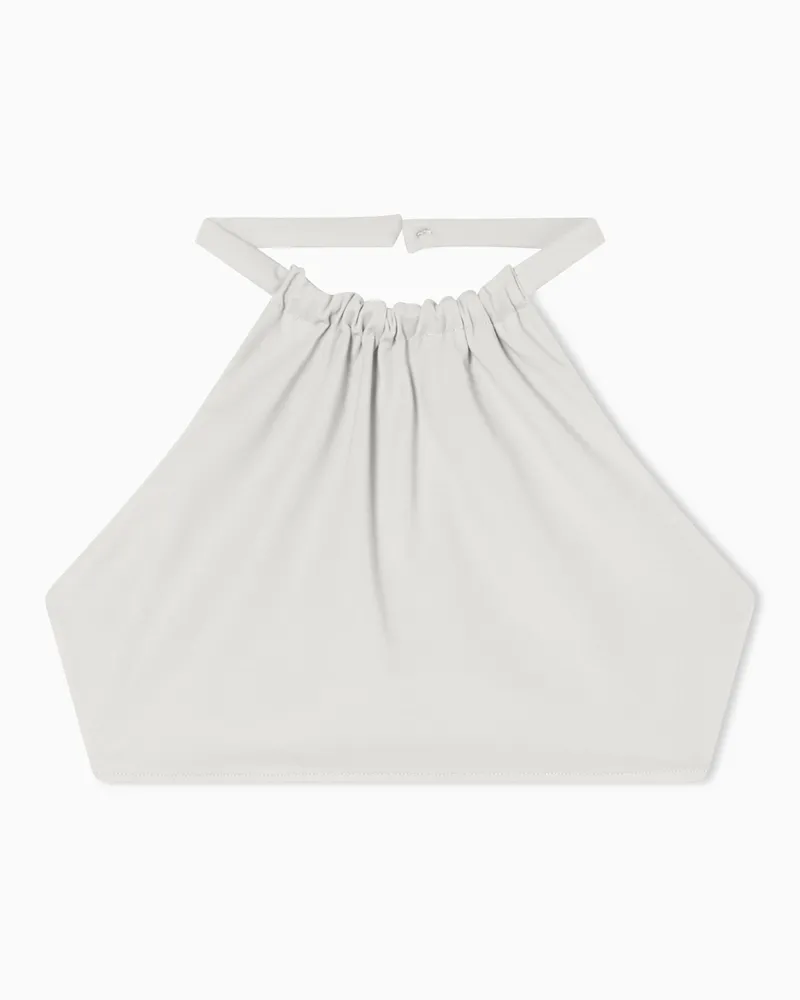 Armani Exchange Top cropped in tessuto scuba Beige