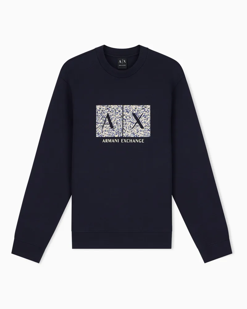 Armani Exchange Felpa regular fit in jersey di cotone stretch Blu