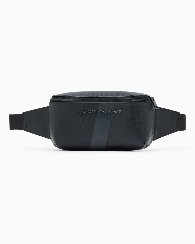 Armani Exchange Marsupio con monogramma e strisce Nero