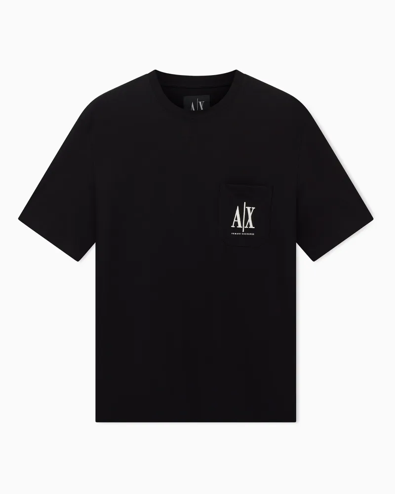 Armani Exchange Regular fit T-shirt with pocket and logo Nero
