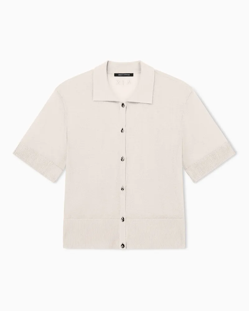 Armani Exchange Cardigan in misto lino a maniche corte Beige
