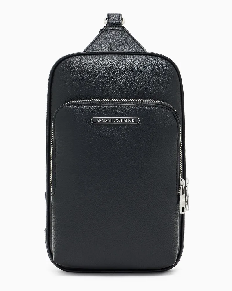 Armani Exchange Zaino multiuso monospalla in ecopelle martellata Nero
