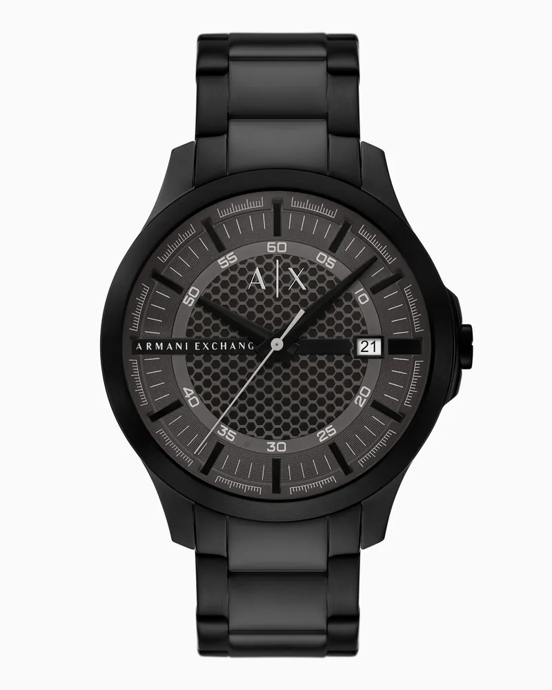 Armani Exchange Orologio a tre lancette con data in acciaio inossidabile nero Multicolore