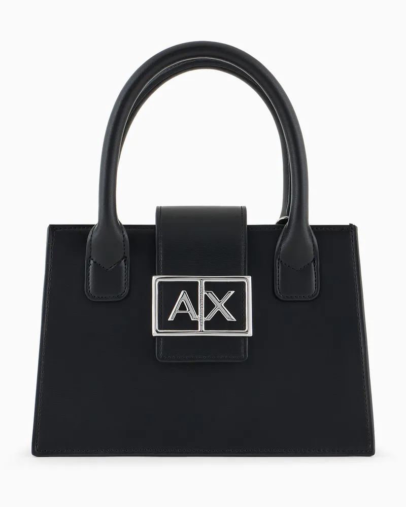 Armani Exchange Borsa a mano rigida con manici e logo Nero