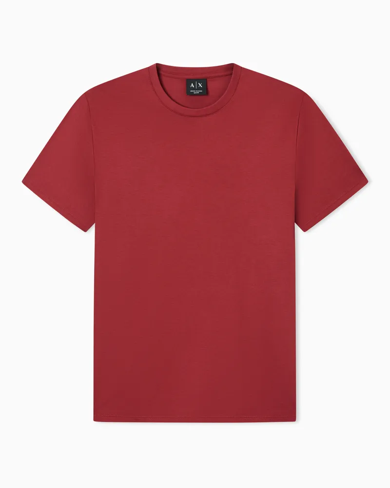 Armani Exchange T-shirt in Jersey di Cotone Pima slim fit Rosso