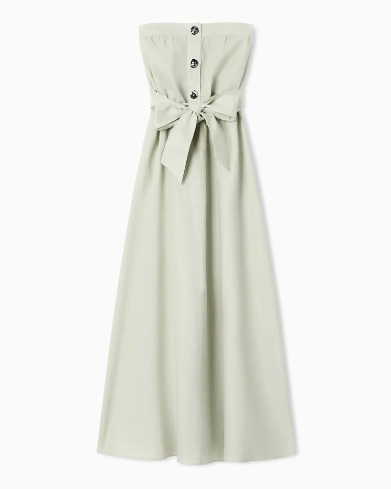 Armani Exchange Abito Lungo in Lino con fiocco Beige