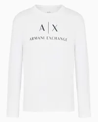 Armani Exchange OFFICIAL STORE T-shirt A Maniche Lunghe Con Logo Bianco