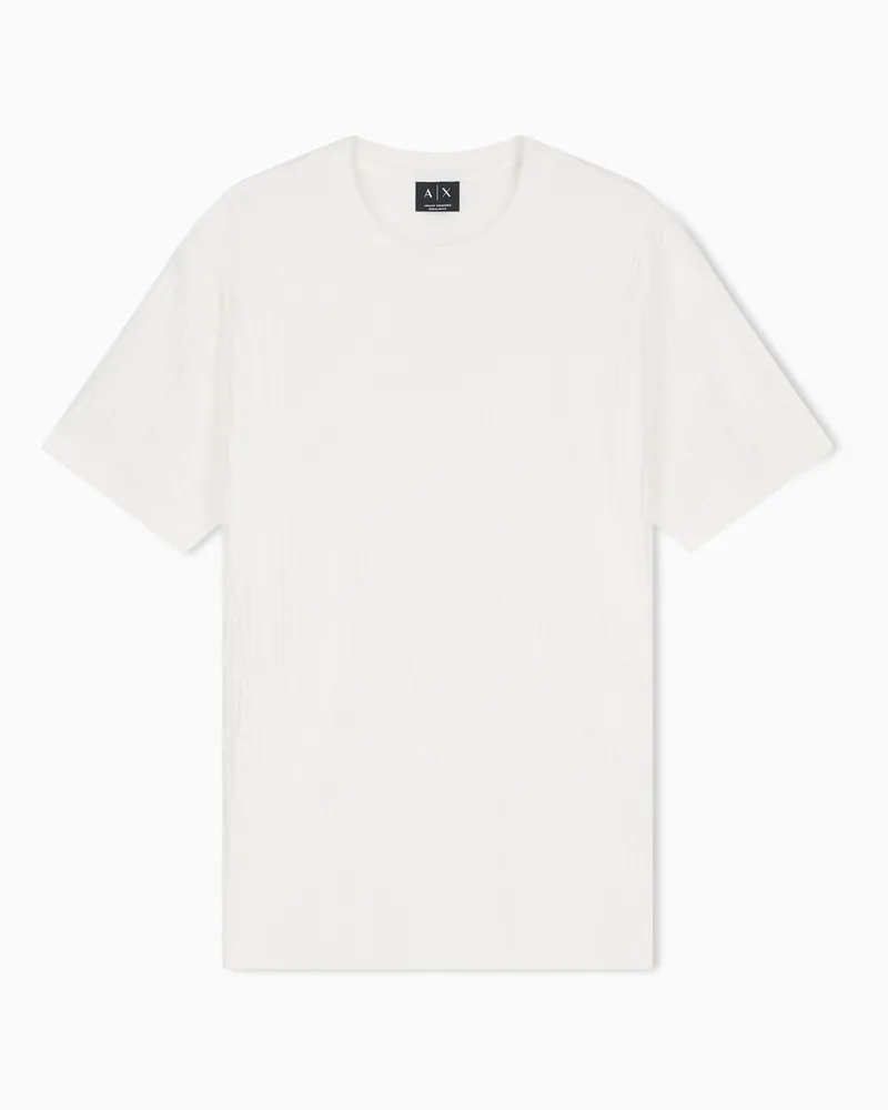 Armani Exchange T-shirt in cotone mercerizzato con logo goffrato Bianco