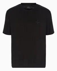 Armani Exchange OFFICIAL STORE T-shirt Regular Fit In Cotone Pesante Con Bande Logo Asv Nero