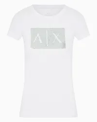 Armani Exchange OFFICIAL STORE T-shirt Slim Fit Con Logo Con Strass Bianco