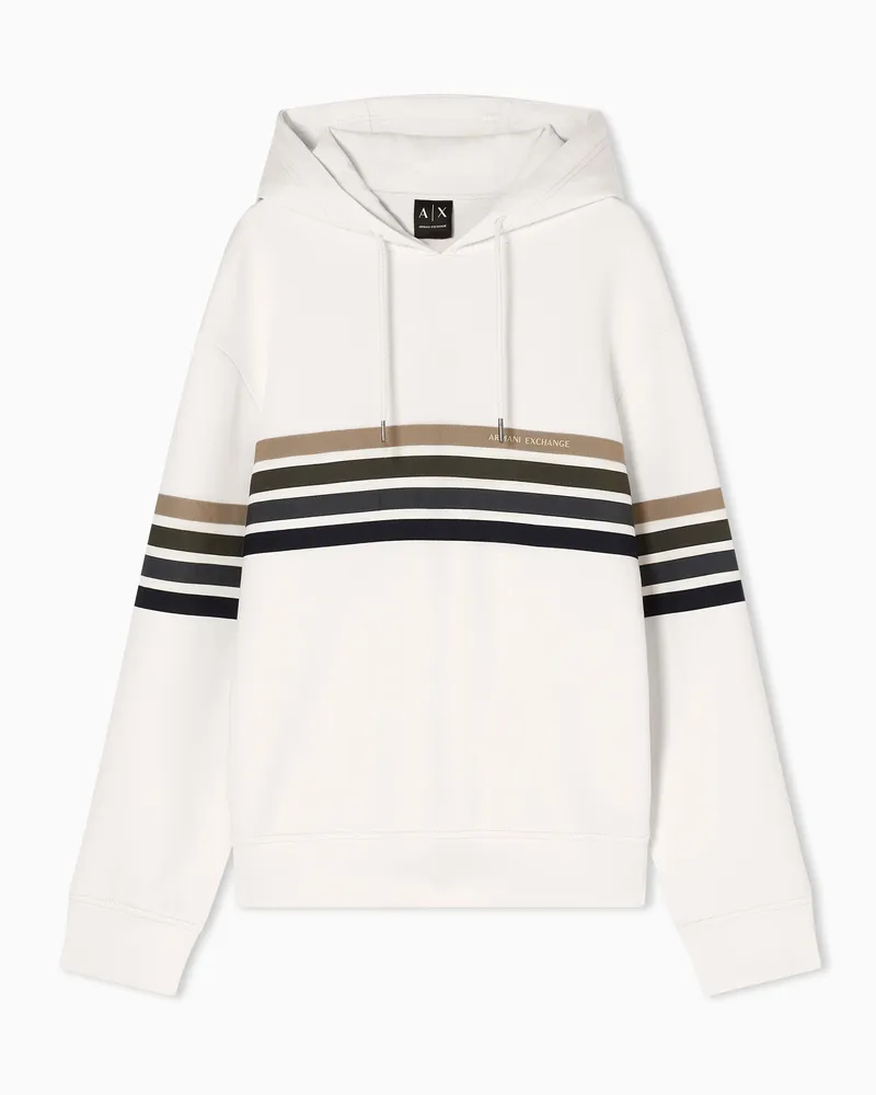 Armani Exchange Felpa con Cappuccio Strutturata in Cotone Stretch Tecnico Bianco