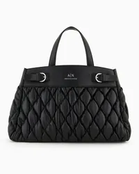 Armani Exchange OFFICIAL STORE Borsa Tote Grande Effetto Puffy In Materiale Riciclato Asv Nero