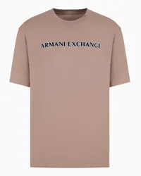 Armani Exchange OFFICIAL STORE T-shirt Regular Fit In Cotone Organico Con Lettering Logo Asv Tortora