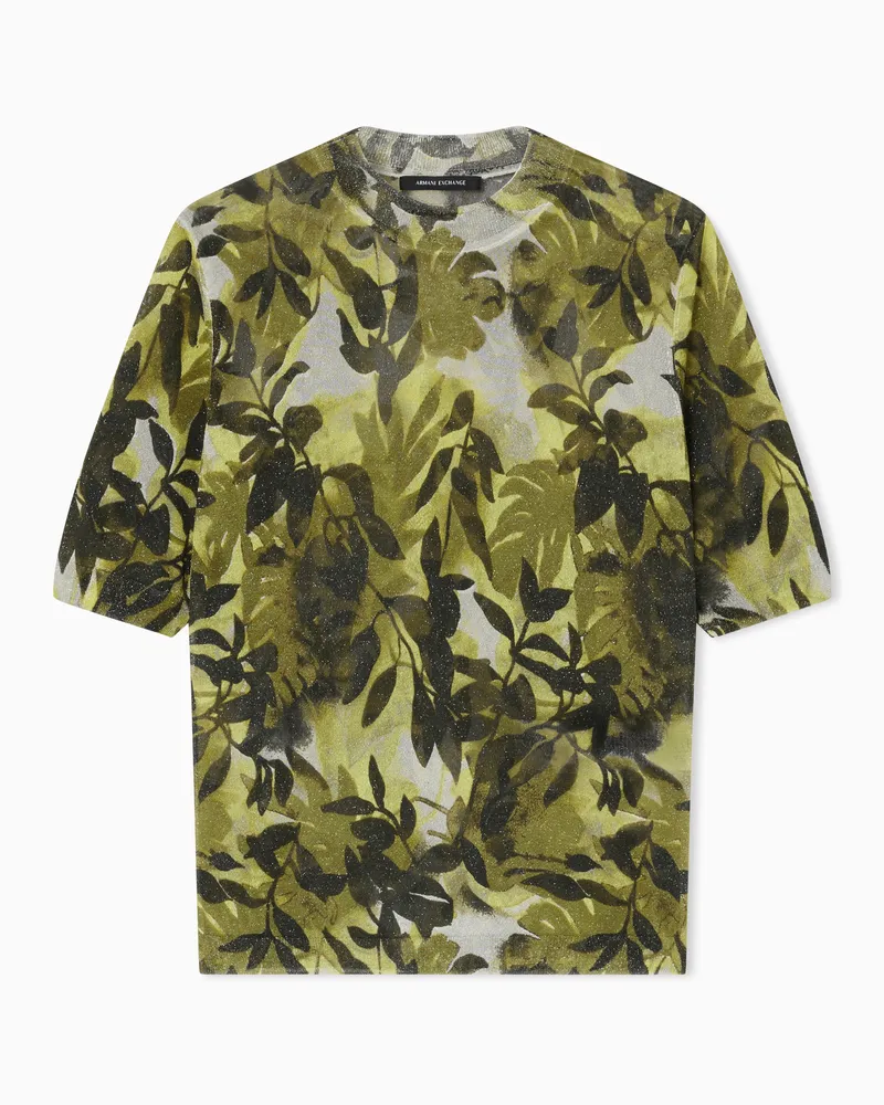 Armani Exchange Blusa in viscosa fantasia allover Verde