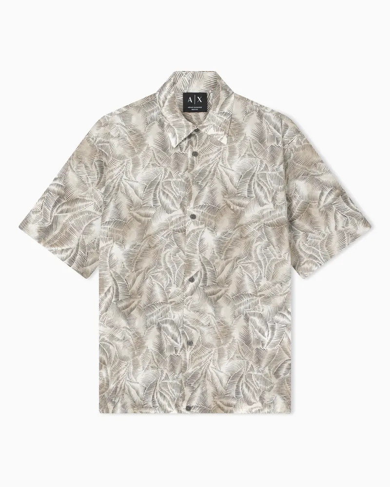 Armani Exchange Camicia in Cotone Fresco con Abbottonatura Nascosta Beige