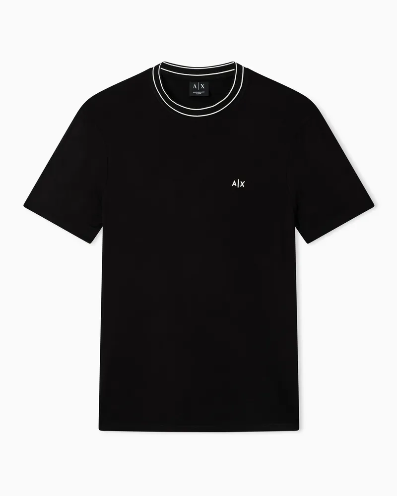Armani Exchange Slim fit T-shirt in tessuto tecnico Nero