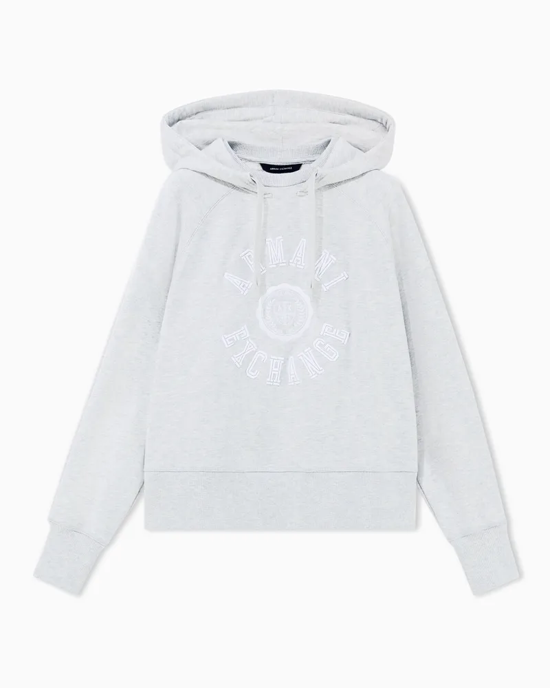 Armani Exchange Felpa Crossover in cotone con cappuccio e logo ricamato Grigio