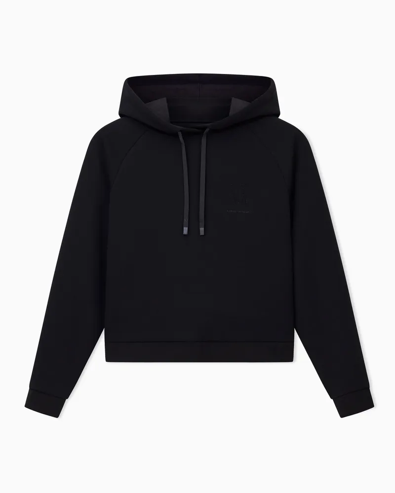 Armani Exchange Felpa glitterata con cappuccio e coulisse Icon studs Nero