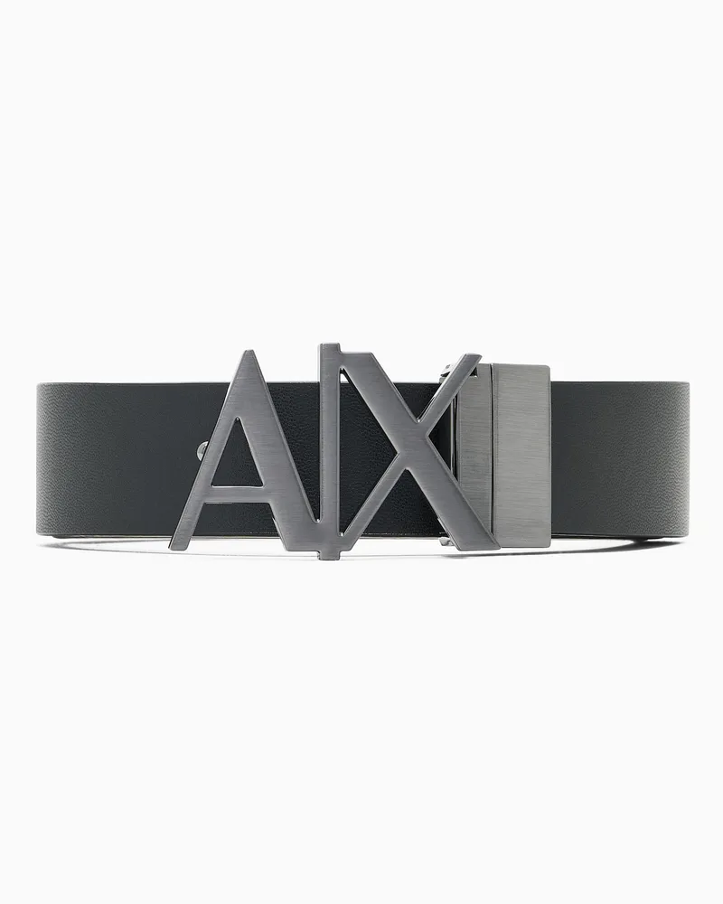 Armani Exchange Cintura in pelle double face con fibbia logata cinture Nero