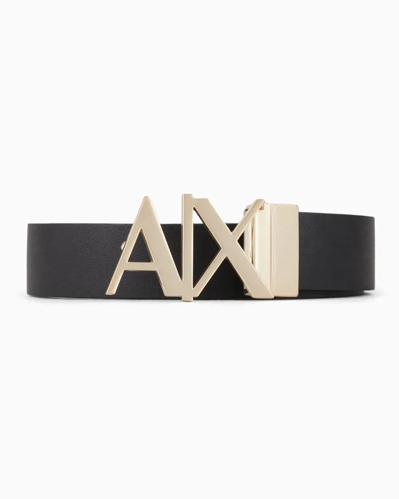 Armani Exchange Cintura in pelle double face con fibbia logata cinture Nero