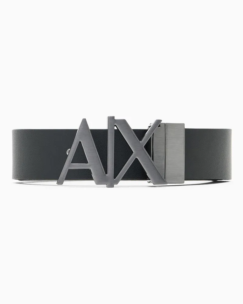 Armani Exchange Cintura in pelle double face con fibbia logata cinture Nero