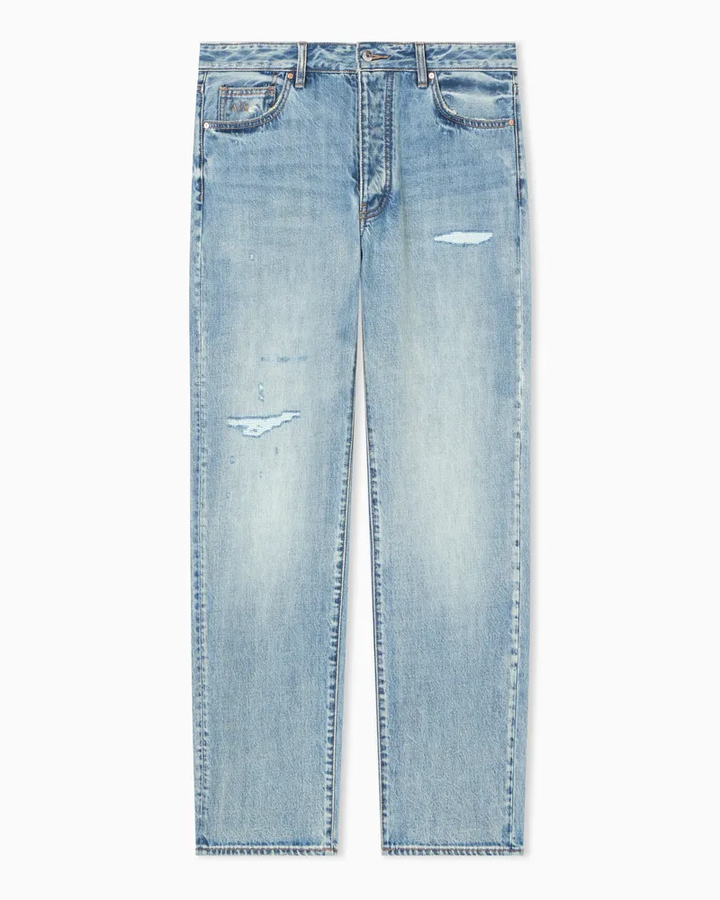 Armani Exchange Jeans Relaxed Fit in Denim Blu Autentico Blu