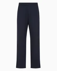 Armani Exchange OFFICIAL STORE Pantaloni Regular Fit In Cotone Stretch Con Vita Elasticizzata Blu