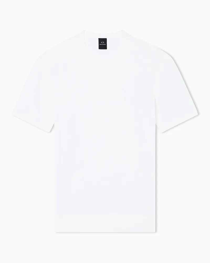 Armani Exchange Top in Maglia di Cotone con Dettaglio Cut-out Bianco