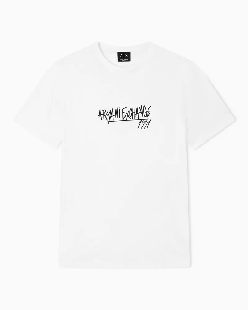 Armani Exchange T-Shirt Slim Fit in Jersey di Cotone Classico Bianco