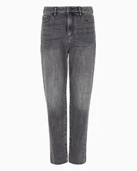 Armani Exchange OFFICIAL STORE Jeans Boyfriend Cropped In Denim Rigido Di Cotone Asv Grigio