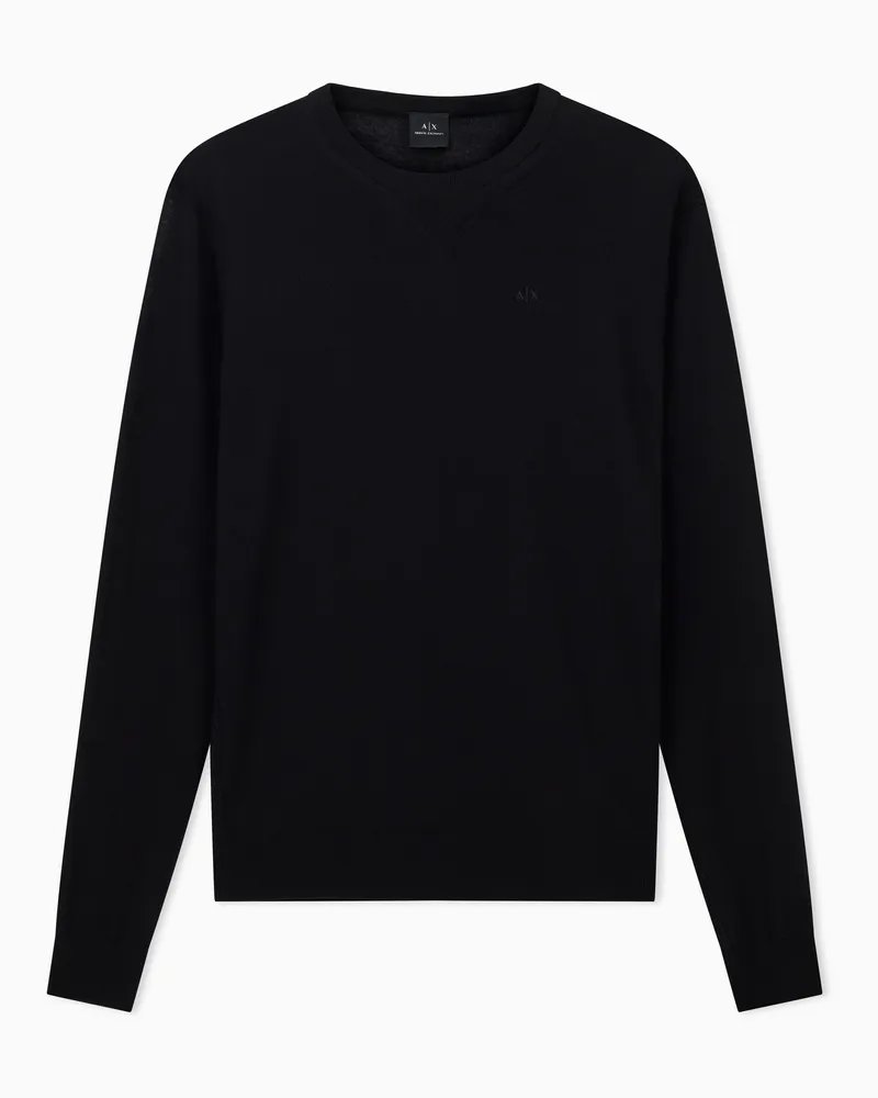 Armani Exchange Maglione girocollo in lana vergine Nero