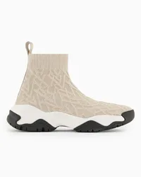 Armani Exchange OFFICIAL STORE Sock Sneakers In Tessuto Stretch Con Logo Allover Fantasia