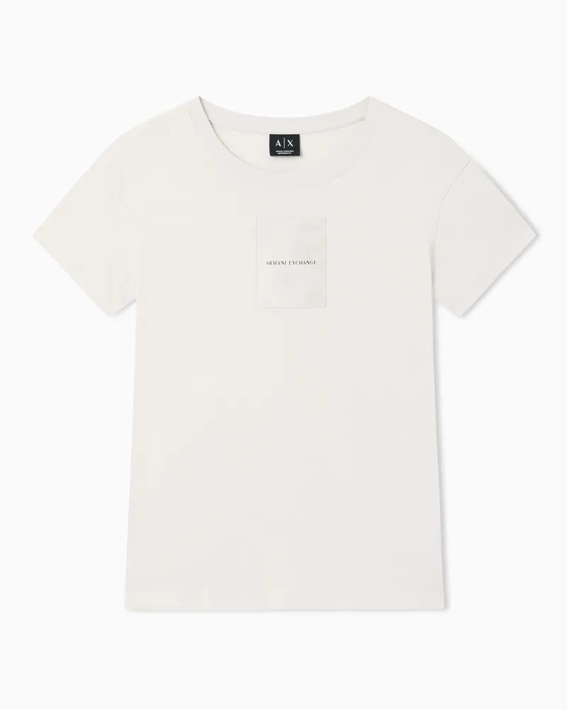 Armani Exchange T-Shirt Relaxed Fit in Jersey di Cotone Beige