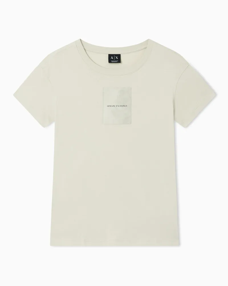 Armani Exchange T-Shirt Relaxed Fit in Jersey di Cotone Beige