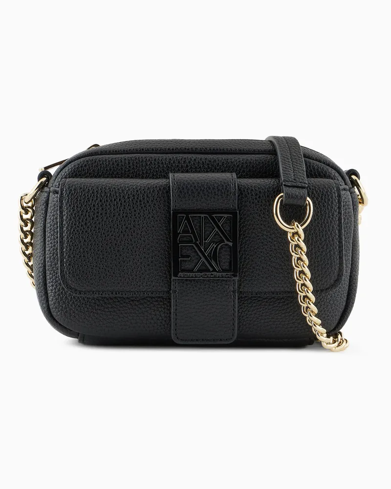 Armani Exchange Borsa mini tessuto tecnico con tracolla a catena Nero
