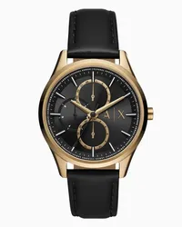 Armani Exchange OFFICIAL STORE Orologio Multifunzione In Pelle Nera Fantasia