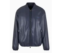 Armani Exchange OFFICIAL STORE Bomber In Ecopelle Spalmata Blu