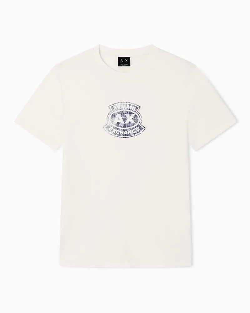 Armani Exchange T-Shirt Regular Fit in Jersey di Cotone Classico Bianco